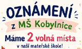 Dvě volná místa v MŠ